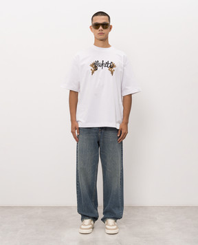 Off-White Біла футболка Stroke з вишивкою логотипа 44MAA120F26J00L