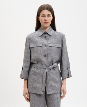 Peserico Сіра сорочка з льону з поясом S01225A02629