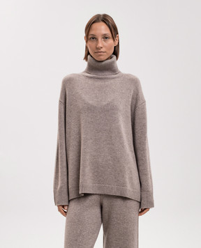 Allude Бежевые брюки из шерсти и кашемира с разрезами 26517614