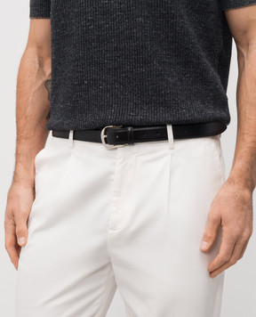 Brunello Cucinelli Черный кожаный ремень MAUNX346