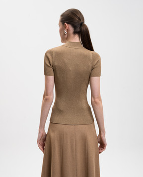 Max Mara Коричневый топ SPEZIE в рубчик с люрексом SPEZIE