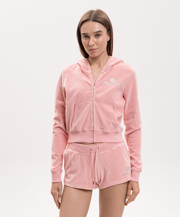 Sporty & Rich Розовая велюровая спортивная куртка Juicy CA046716689PI07 изображение 3