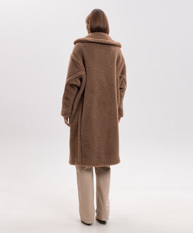 Max Mara Коричневое двубортное пальто TEDDY из шерсти верблюда и шелка TEDDY изображение 4