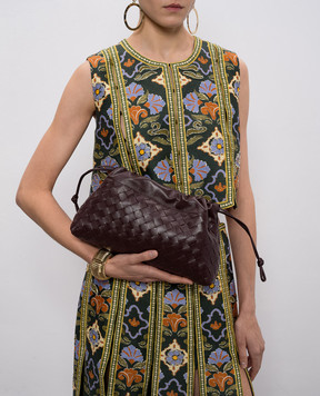 Bottega Veneta Бордовая кожаная сумка-кисет Notte 844626V3IV0