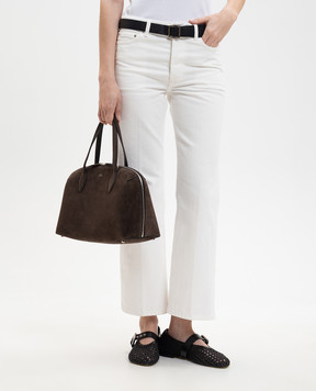 Toteme Коричнева замшева сумка-тоут з принтом логотипа 254WAL0110LE0004-