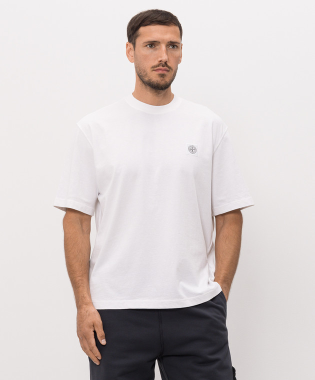 Stone Island Футболка цвета айвори с нашивкой логотипа L2S152100030S0500 изображение 3