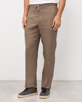 CAPOBIANCO Коричневі штани з льону 20M811LL00