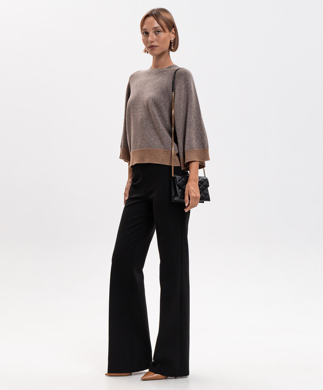 Twinset Коричневый джемпер из шерсти и кашемира с люрексом 262TP3511 изображение 2