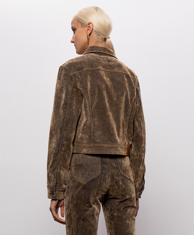 AMIRI Коричнева джинсова куртка з вишивкою логотипа AW426JA019 зображення 4