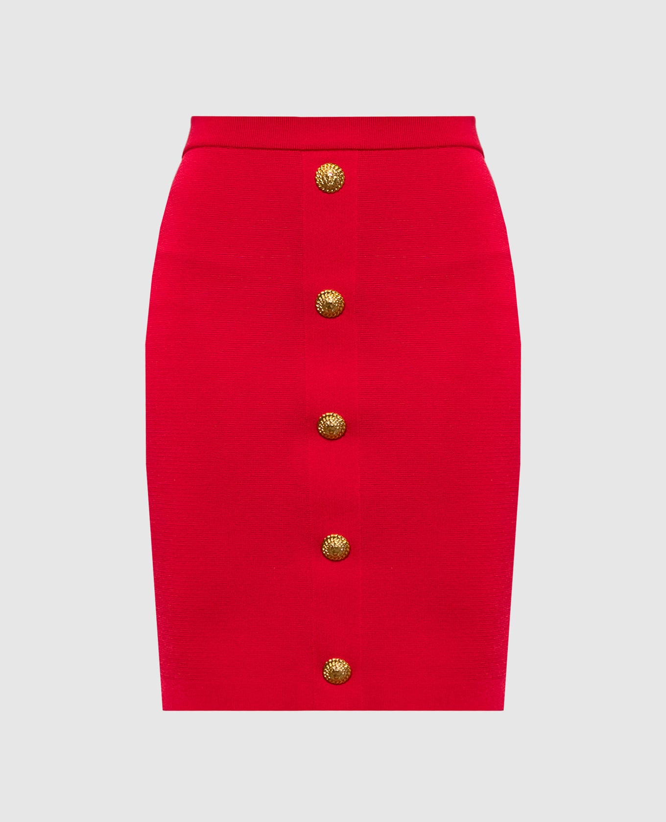 Красная юбка карандаш с брендовыми заклепками