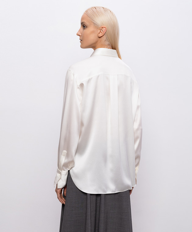 Brunello Cucinelli Блуза из шелка цвета айвори M0C59MQ605 изображение 4