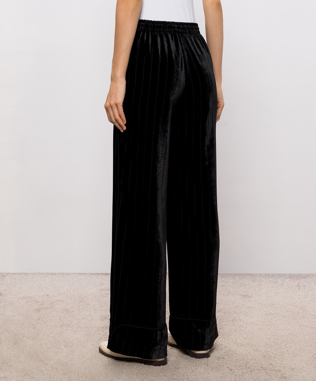 Ermanno Scervino Черные бархатные брюки с шелком D492P301XTC изображение 4