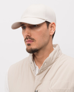 Enrico Mandelli Бежева кепка з вовни з гравіюванням логотипа CAP4014531