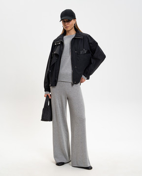 Yves Salomon Army Черная куртка с кожаными вставками 26EFV01257L04W