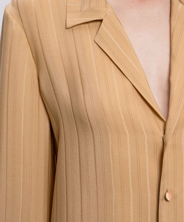 Saint Laurent Бежевая блуза из шелка прямого кроя 857276Y7J39 изображение 5