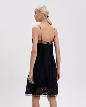 Ermanno Scervino Чорна сукня із шовку з мереживом D482Q321APVKX