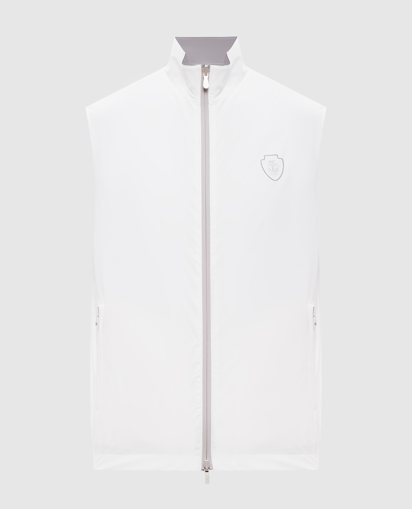 

Двухсторонний жилет с вышивкой эмблемы, Белый, Верхняя одежда