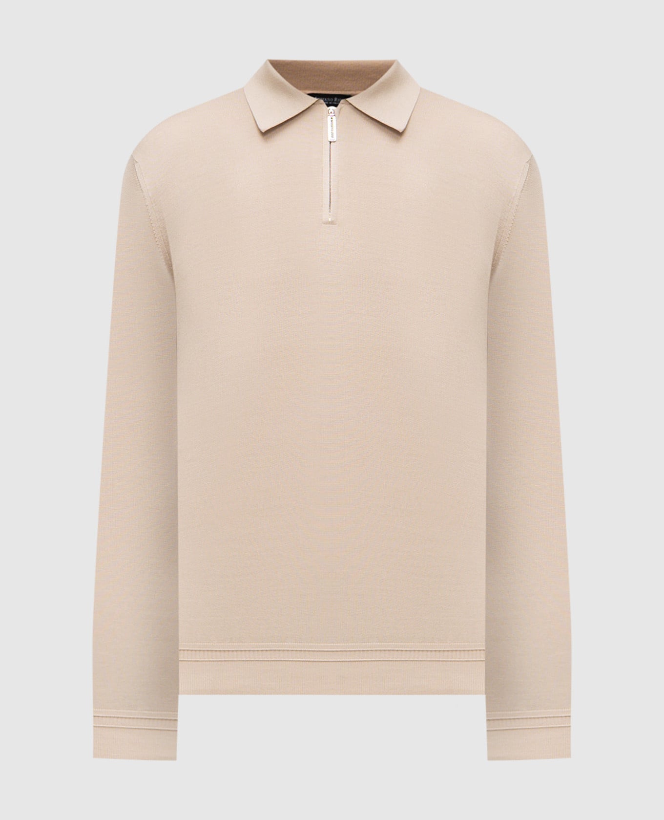 Бежевое поло из шелка с монограммой