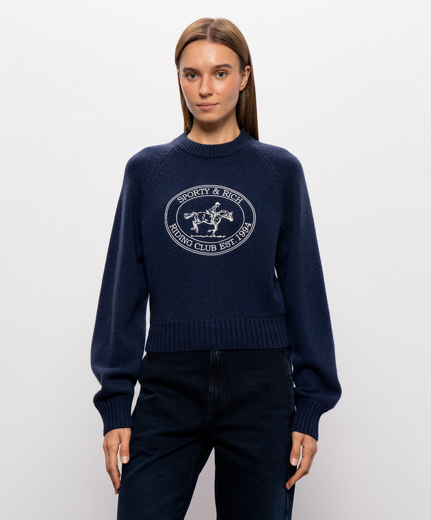 Sporty & Rich Синий свитер Joconde Riding Club из шерсти WS11785000BL106 изображение 3