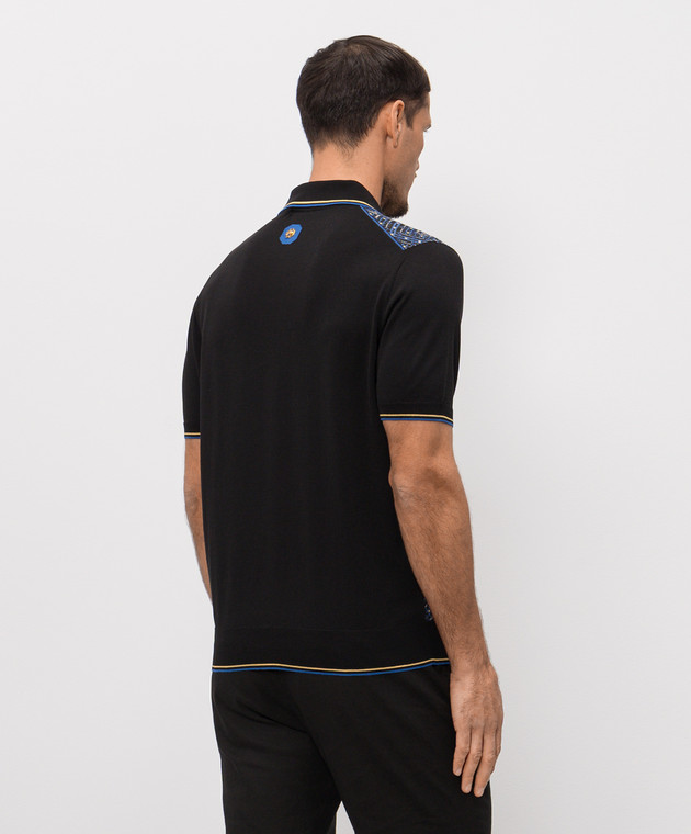 Stefano Ricci Черное поло с шелком в узоре K616461P31F26223 изображение 4