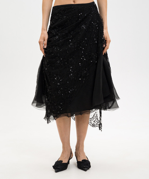 Marc Le Bihan Чорна спідниця з паєтками та бісером 25307 зображення 3