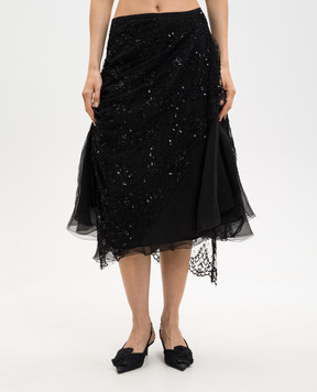 Marc Le Bihan Чорна спідниця з паєтками та бісером 25307