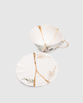 SELETTI Набір з порцелянової чашки для чаю та блюдця Kintsugi з позолотою 09649