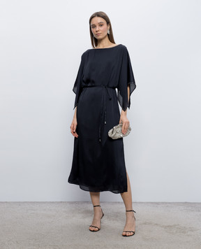 Peserico Темно-синее платье с цепочкой мониль E0239001516