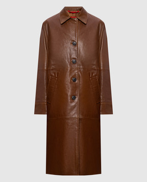 Max & Co Коричневе шкіряне пальто DOPPIA MCODOPPIA