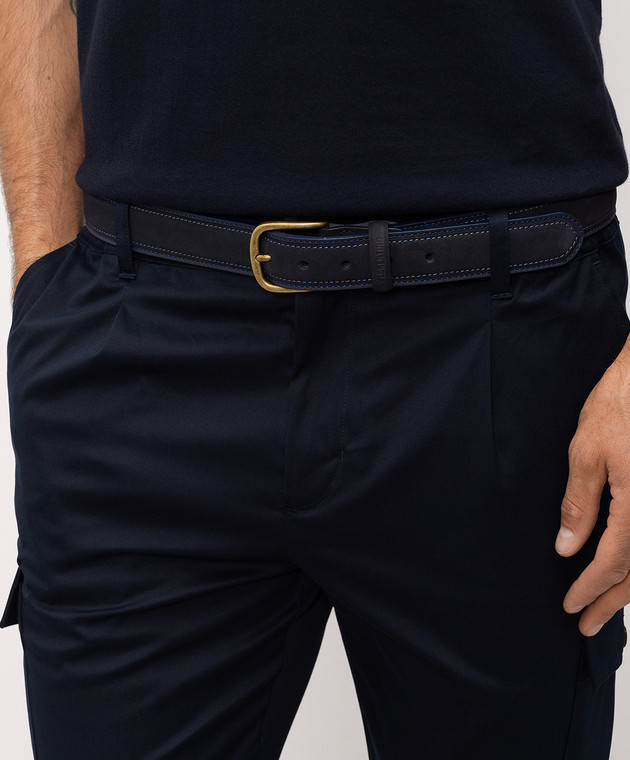 Florentino Синій замшевий ремінь з тисненням логотипа 126200610150 зображення 2