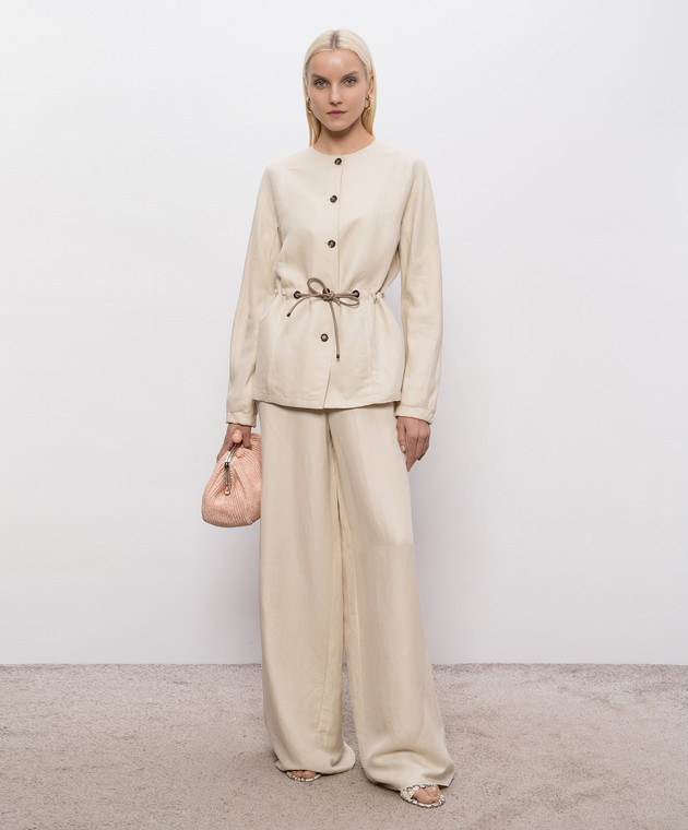Max Mara Бежева куртка MXMCAREZZA з льону та шовку MXMCAREZZA зображення 2