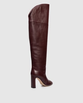 Stuart Weitzman Бордовые кожаные ботфорты BABETTE SM453