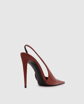 Saint Laurent Терракотовые кожаные лакированные слингбеки GUERMANTES 867184AAD60