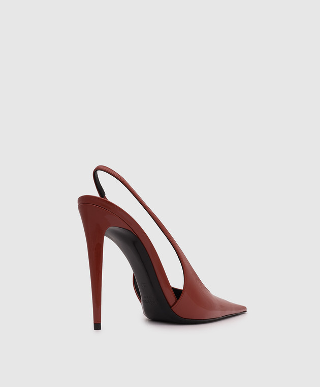 Saint Laurent Терракотовые кожаные лакированные слингбеки GUERMANTES 867184AAD60 изображение 3