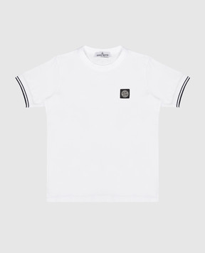 Stone Island Дитяча біла футболка з нашивкою логотитпа L1S162100001S001814