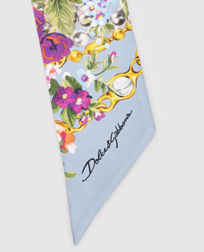 Dolce&Gabbana Рожева стрічка твіллі із шовку в принт FS215AGDDLG