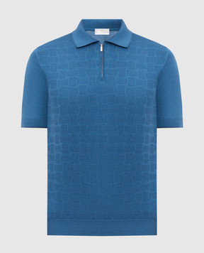 Castangia dal 1850 Синє поло з шовком у візерунок NCCA02MCE26