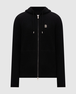 Brunello Cucinelli Чорна спортивна куртка з вишивкою емблеми M22704806G