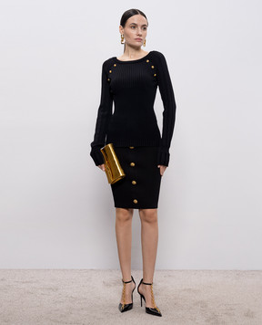 Balmain Черный джемпер с брендовыми заклепками GF1ARA60KJ45