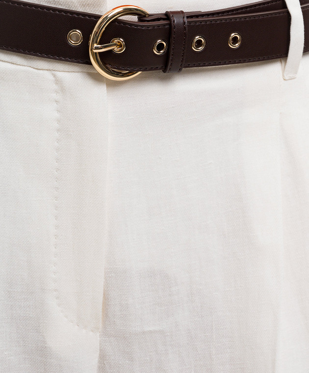 Max Mara Белые брюки SUMERO из льна с поясом MSTSUMERO изображение 5