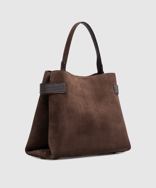 Brunello Cucinelli Коричневая замшевая сумка с цепочкой мониль MBDLD2503P изображение 3