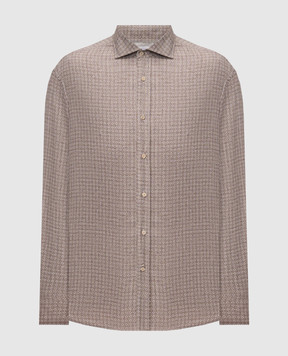 Brunello Cucinelli Коричневая рубашка в принт MA6910627