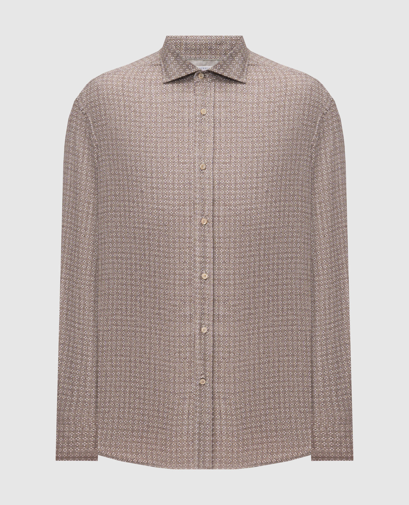 

Коричневая рубашка в принт, Коричневый, Рубашки