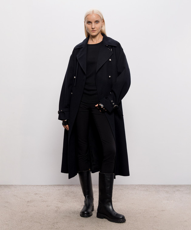 Ann Demeulemeester Черное двубортное пальто Maira из шерсти B0014250FA207 изображение 2