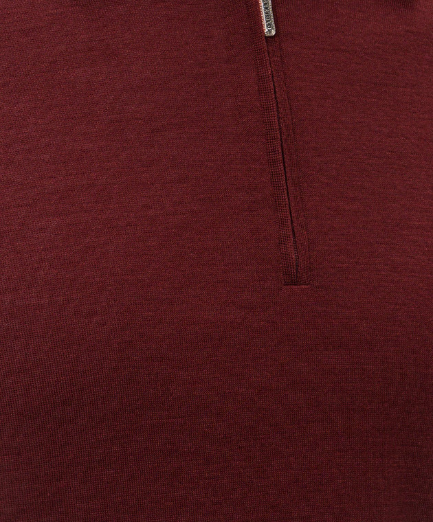 Bertolo Cashmere Бордовое поло из шерсти и шелка 900837000006 изображение 5
