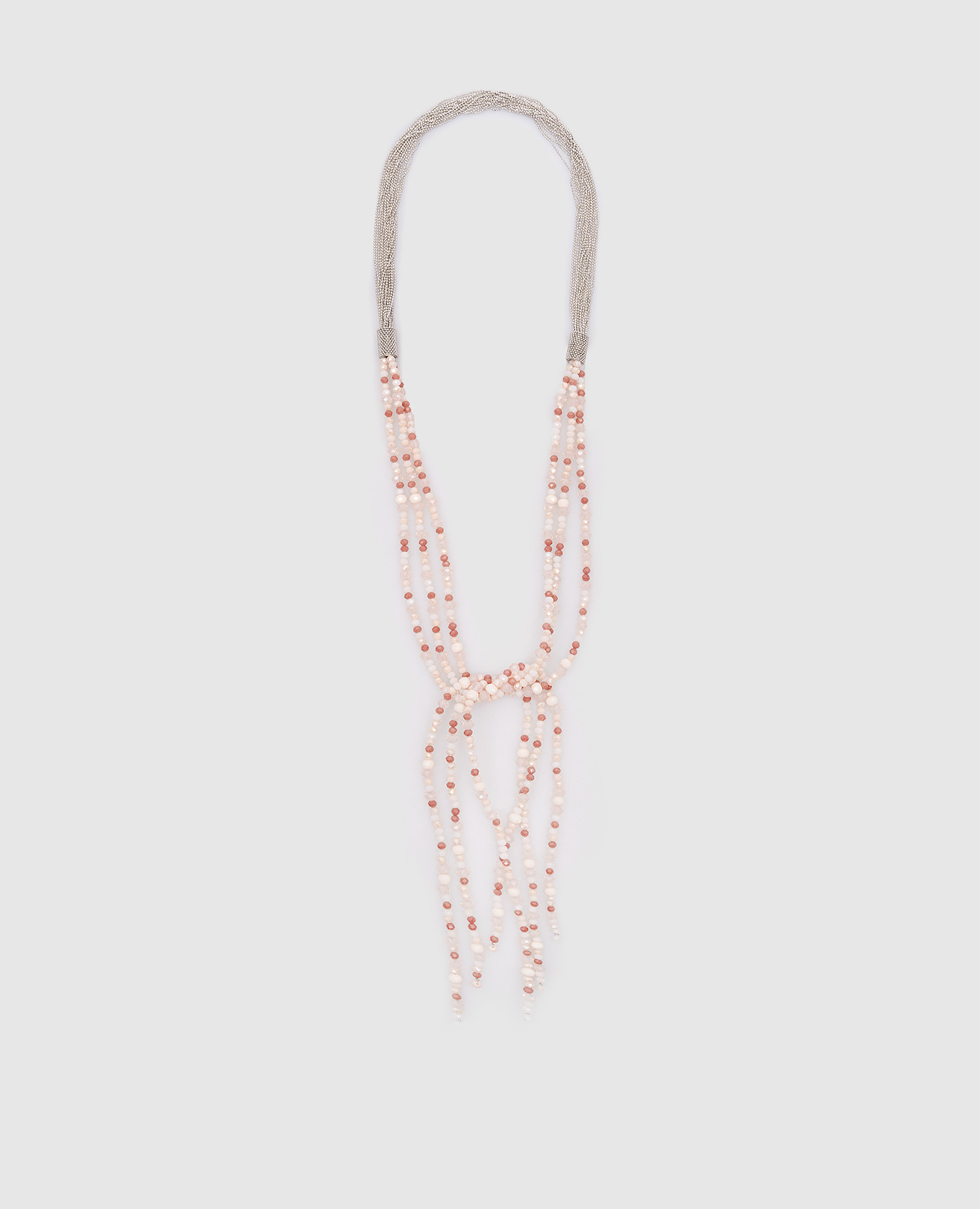 Розовые бусы с цепочкой мониль