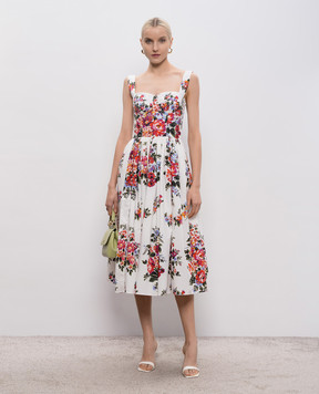 Dolce&Gabbana Біла сукня бюстьє в принт F6TTGTHS5UU