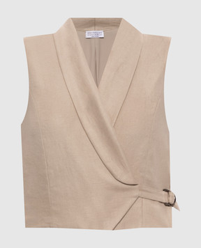 Brunello Cucinelli Бежевый жилет из льна MH527HG606