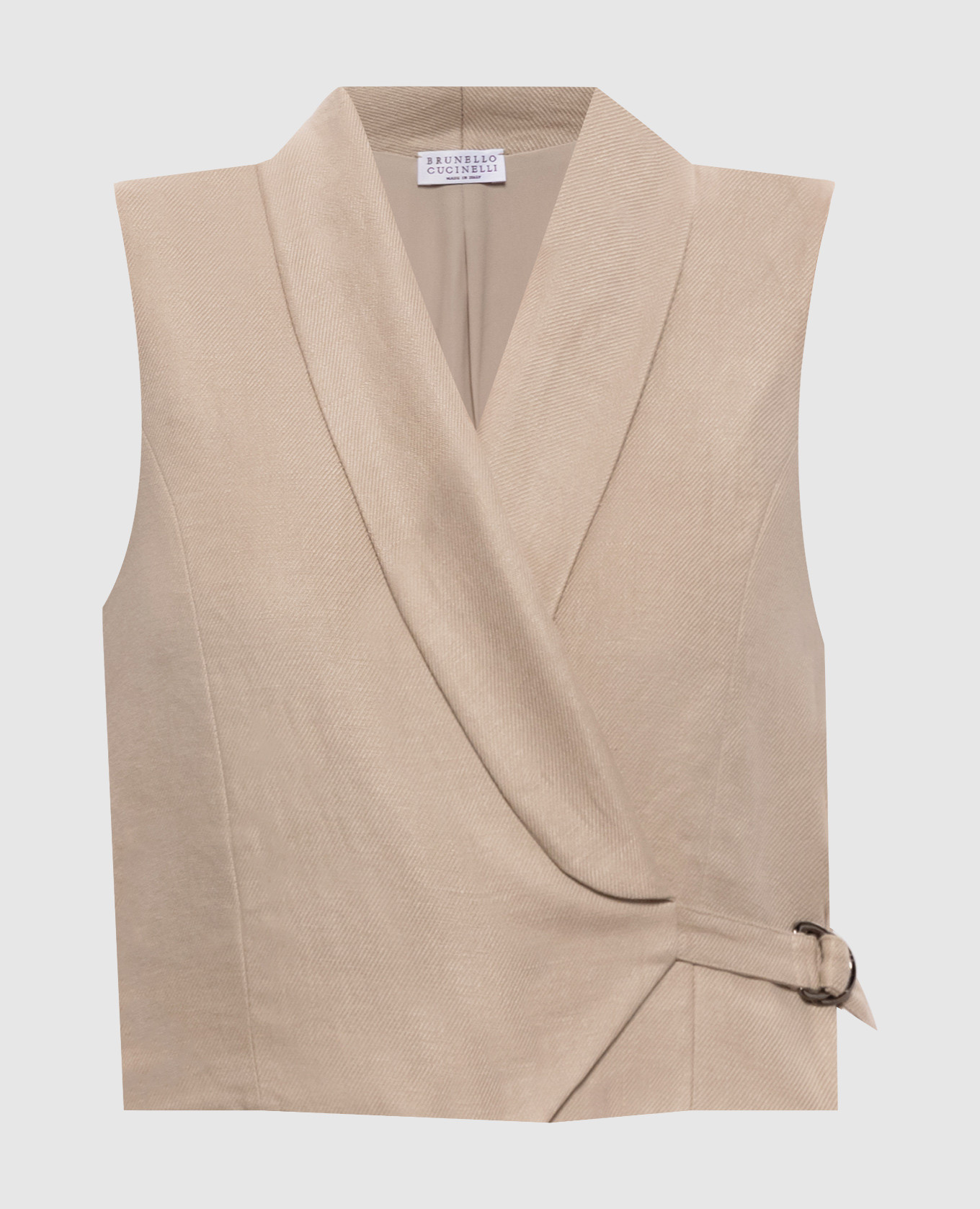 Бежевый жилет из льна