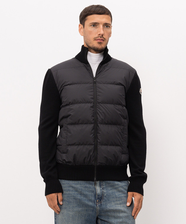 Moncler Черная комбинированная куртка с шерстью L20919B00027M1131 изображение 3